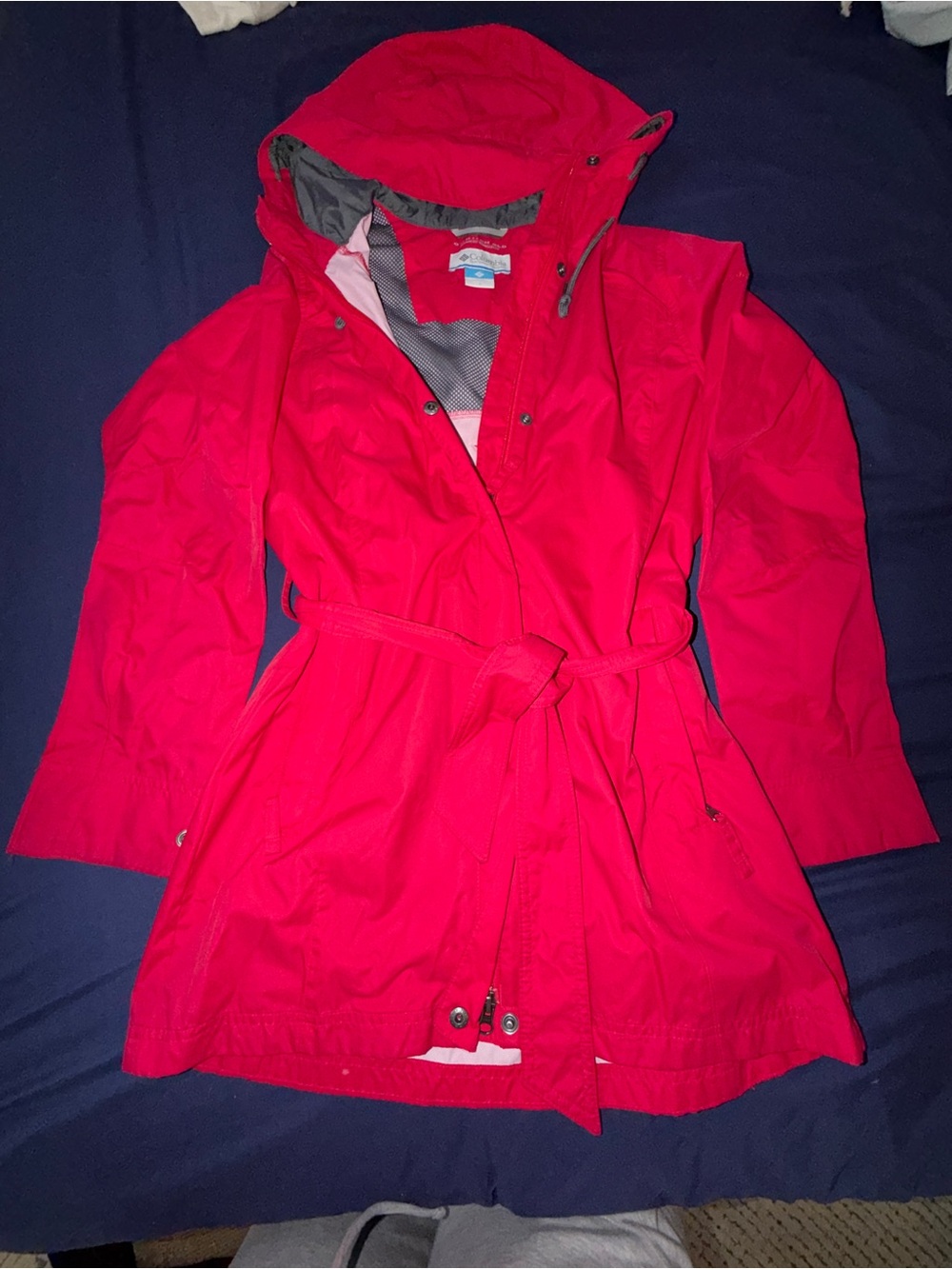 Women's Hooded Trench Coat in Vibrant Pink